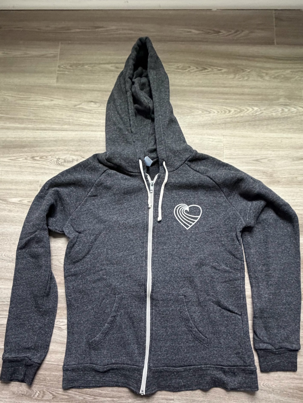 Tone It Up vintage Alternative apparel Charcoal Zip-Up Hoodie with Heart Logo